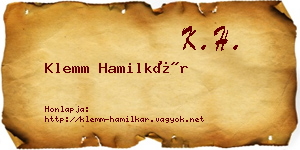 Klemm Hamilkár névjegykártya